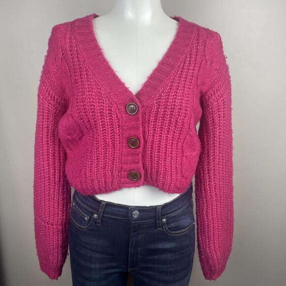 Urban Outfitters Pink Cropped Cardigan Sweater Size Xs Womens - Picture 1 of 11